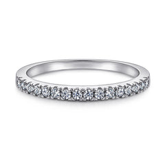 Princess Cut Zircon with Half Eternity Silver Ring Set for Women