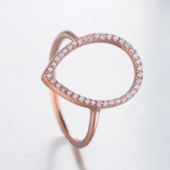 S925 Sterling Silver Korean Version Design Sense INS Trendy Drop Shaped Ring for Female European and American Internet Celebrities, Atmospheric Index Finger Ring Jewelry