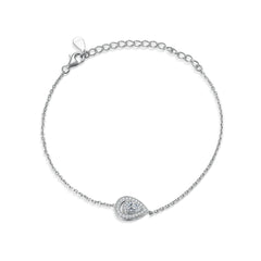 Water Drop Halo Pear Shape Zircon Sterling Silver Bracelet