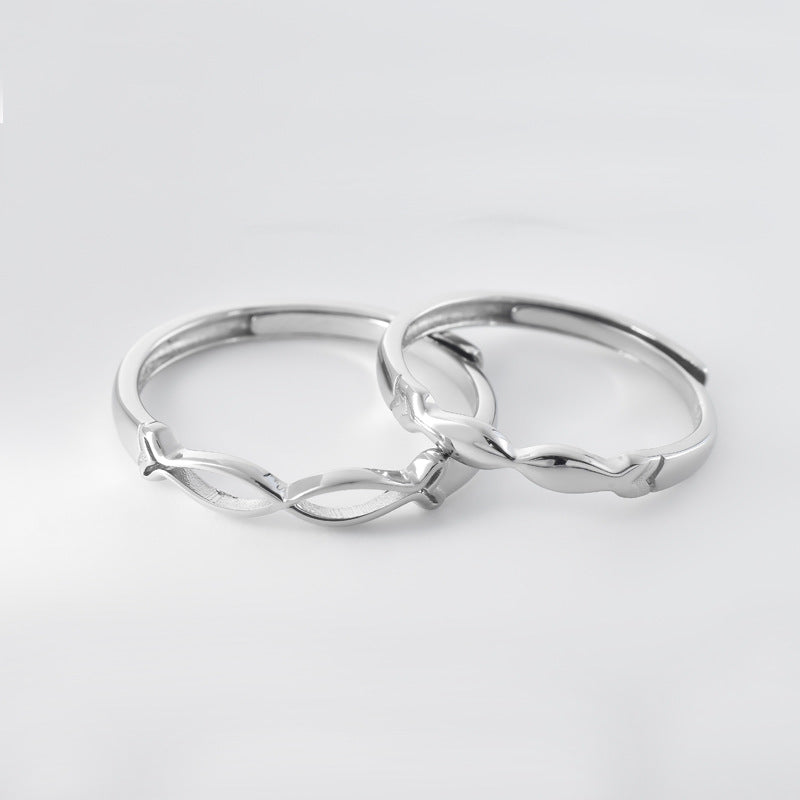 Kissing Fish Silver Couple Ring for Women