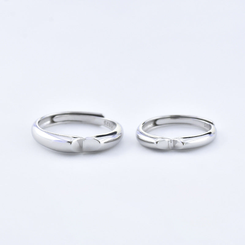 Geometric Heart Shape Silver Couple Ring for Women