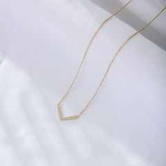 White Zircon V-shaped Sterling Silver Collarbone Necklace for Women