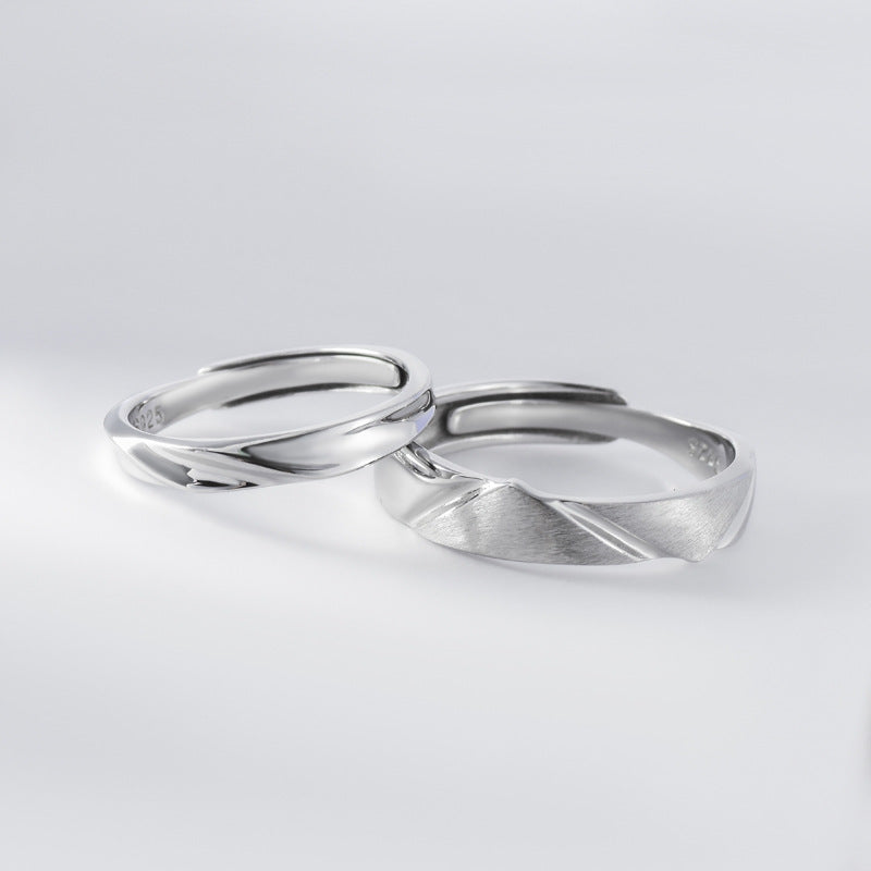 Irregular Lines Silver Couple Ring for Women