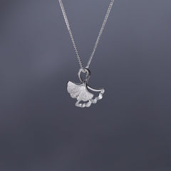 Ginkgo Leaf Pendant Silver Necklace for Women