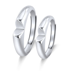 Geometric Heart Shape Silver Couple Ring for Women