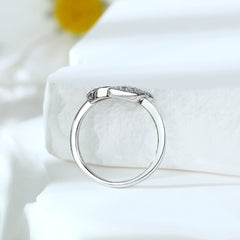 Zircon Leaf Silver Ring