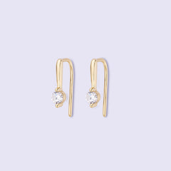 Round Zircon Silver Hook Earrings