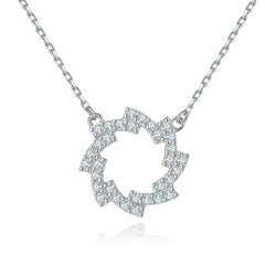 Zircon Rotating Circle Pendant Silver Necklace for Women