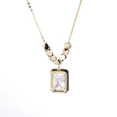 (Two Colours) White Zircon Rectangle Pendants Collarbone Necklace for Women