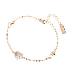 Zircon Heart Silver Bracelet for Women