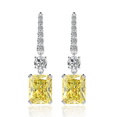 Rectangle Zircon Silver Hook Earrings
