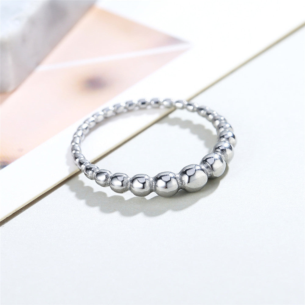 Stylish and Simple Korean Version of Pearl Ladies Small Ring Titanium Steel Ring