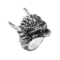 Kylin Dragon Head Titanium Steel Ring for Men