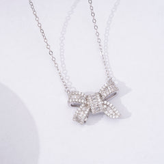 Zircon Bowknot Silver Necklace