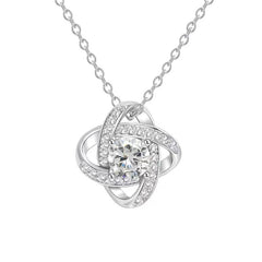 Round Zircon Four Leaf Windmill Pendant Sterling Silver Necklace