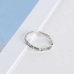 Concave Convex Texture Slim Opening Sterling Silver Ring