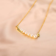 Natural Pearl Pea Pod Silver Necklace for Women