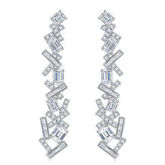 5A White Zircon Irregular Splicing Silver Drop Earrings for Women