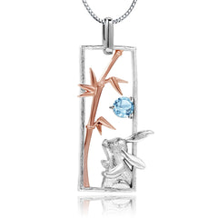 High-Grade Jade Rabbit with Natural Element Design Natural Topaz Pendant Silver Necklace for Women