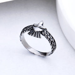 American Indian Style Eagle Titanium Steel Ring for Men