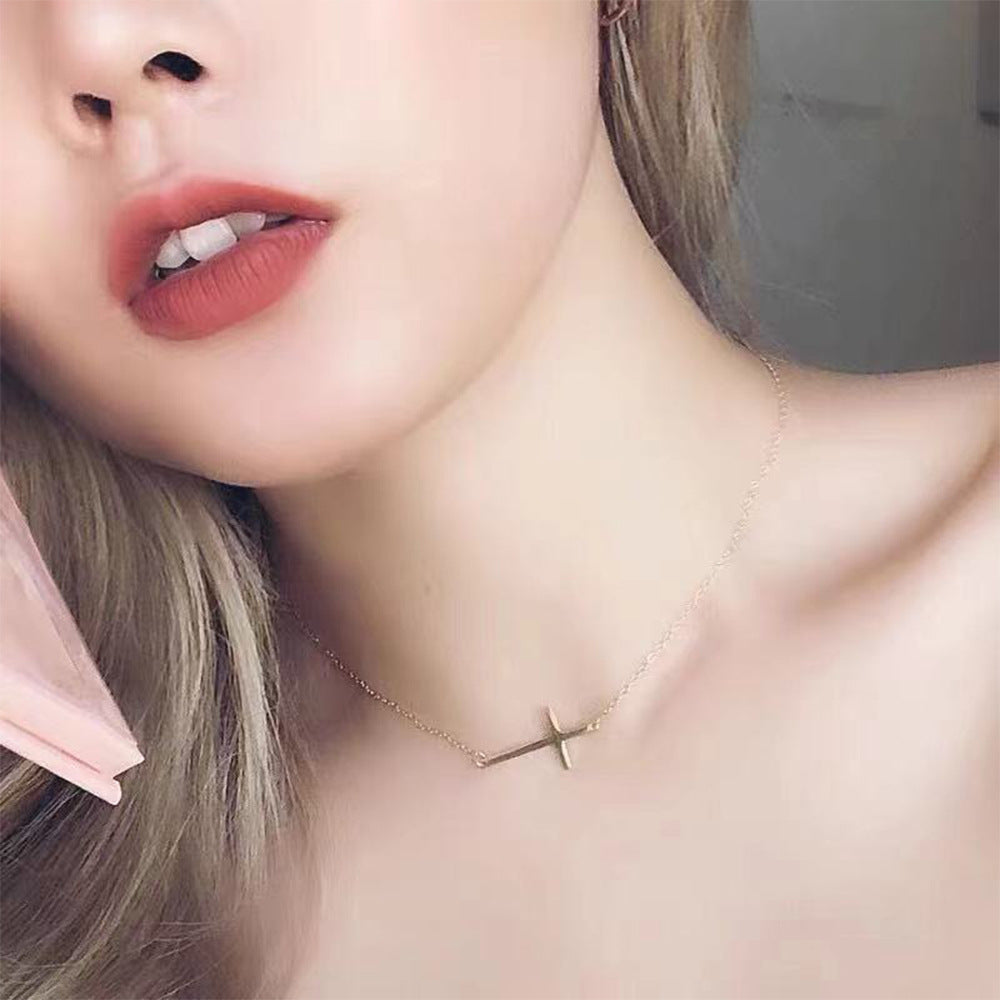 (Two Colours) The Cross Pendants Collarbone Necklace for Women