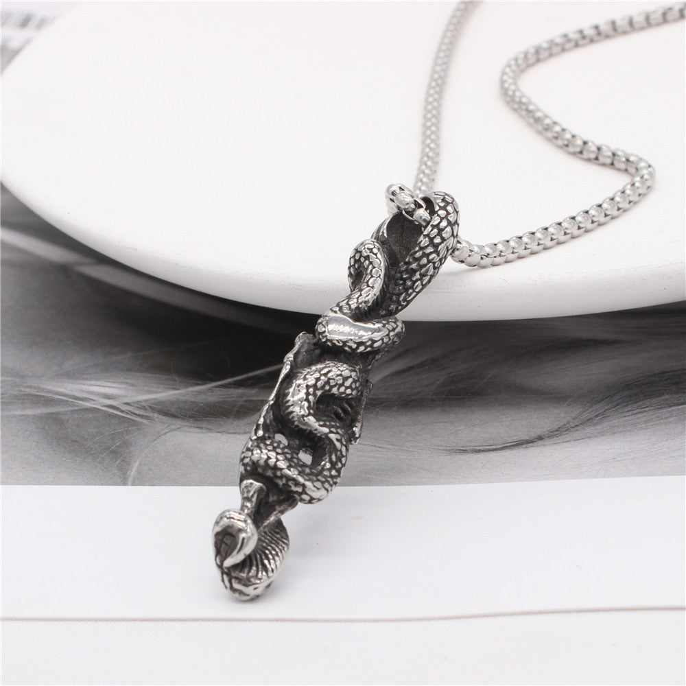 Halloween Snake Skeleton Titanium Steel Pendant for Men