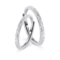 Sandblast Wheat Ear Leaf Silver Couple Ring