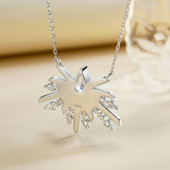 Pear Shape Zircon Firework Pendant Sterling Silver Necklace