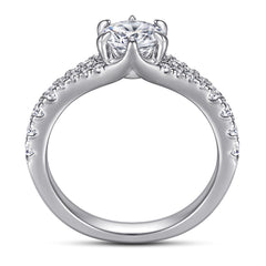 Six Prongs Round Zircon Modern Split Shank Silver Ring