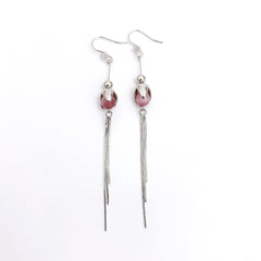 Colourful Opal Stone Flower Bud Tassel Silver Drop Earrings for Women