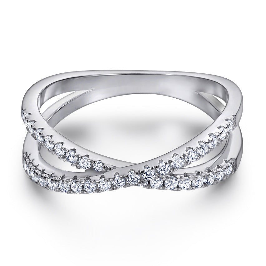 X-shape with Zircon Silver Ring
