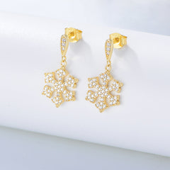 Zircon Snowflake Series Silver Drop Earrings for Women