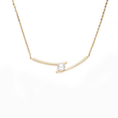 Gold Colour Natural Pearl Irregular Pendants Collarbone Necklace for Women