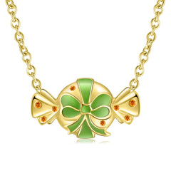 Bowknot Golden Candy Pendant Silver Necklace