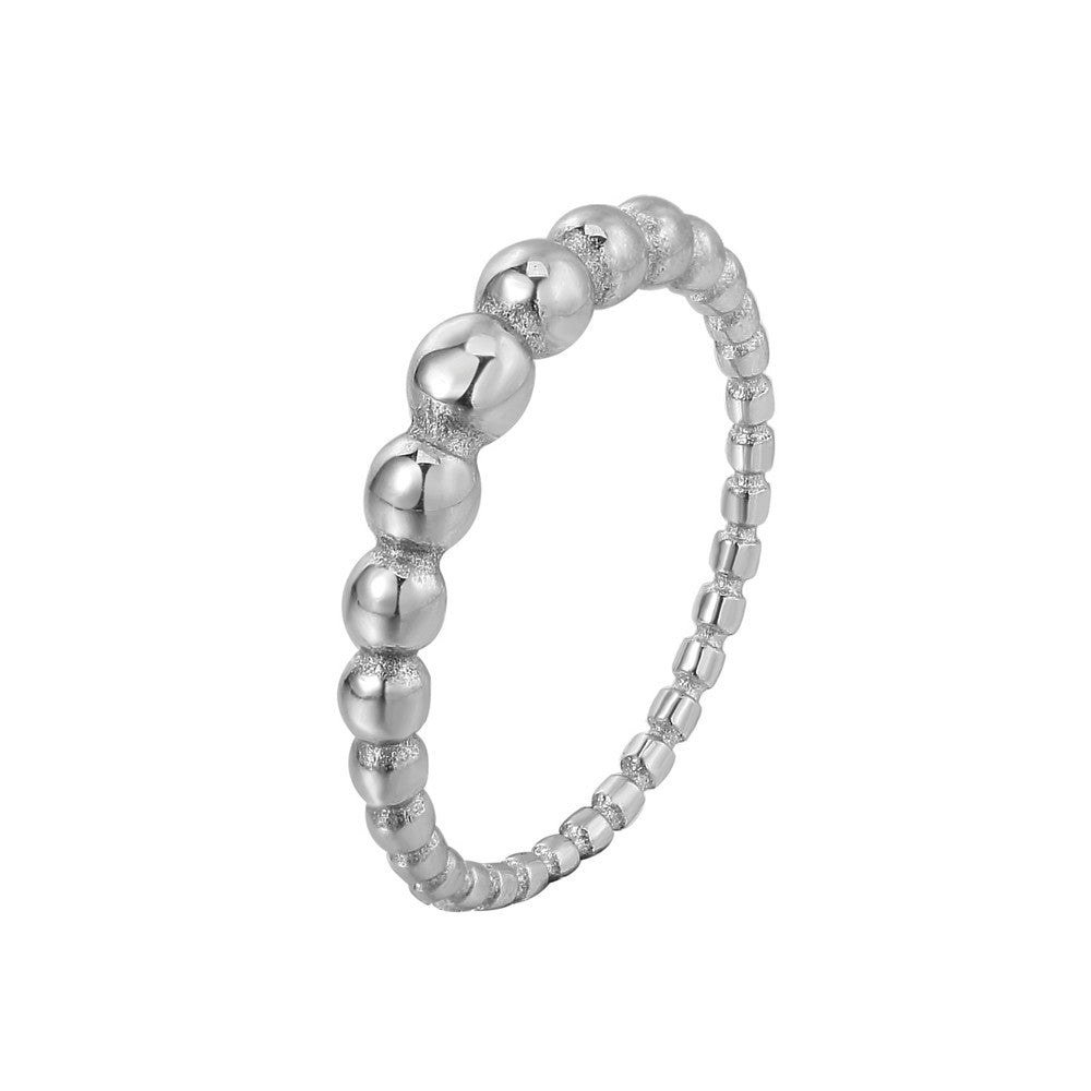 Stylish and Simple Korean Version of Pearl Ladies Small Ring Titanium Steel Ring