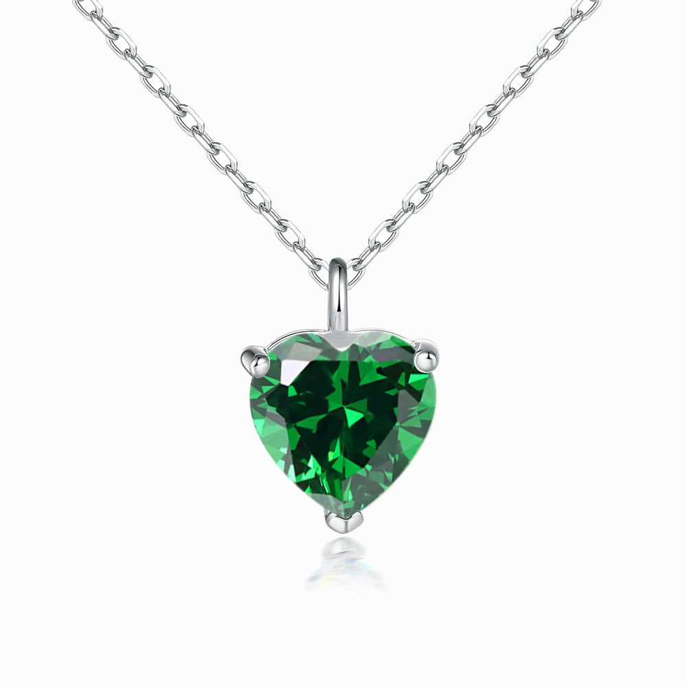 Heart Zircon Pendant Silver Necklace for Women