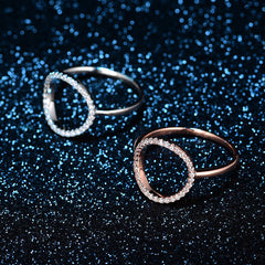 Personalized Round Hollow S925 Sterling Silver Full Zircon Ring, Versatile in Europe, America, South Korea, Exaggerated Instagram Style Index Finger Ring for Women