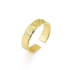 Irregular Concave Convex Tin Foil Paper Pattern Opening Sterling Silver Ring