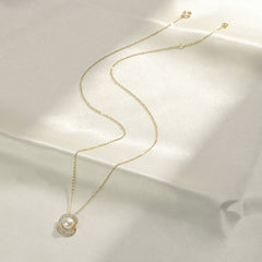 Pearl with Crystal Pendants 925 Silver Collarbone Necklace for Women