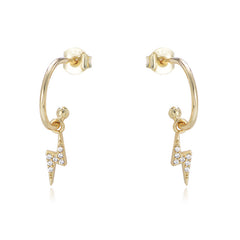 Zircon Lightning C-shaped Silver Studs Earrings for Women