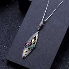 Secret Series Design Natural Wind Rose Pomegranate Pendant Silver Necklace for Women