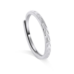 Sandblast Wheat Ear Leaf Silver Couple Ring