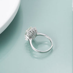 Adjustable Opening Design Natural Crystal Fashion Temperament Soleste Halo Sterling Silver Ring for Women