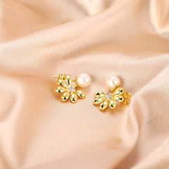 Blossom with Pearl Silver Drop Earrings for Women