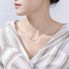 String V with Zircon Silver Necklace for Women