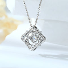 Zircon Geometry Rhombus Pendant Silver Necklace for Women