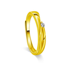 Ribbon Design with Zircon Silver Couple Ring