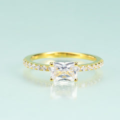 Golden 5A Zircon 14K Gold Plated on Silver Ring