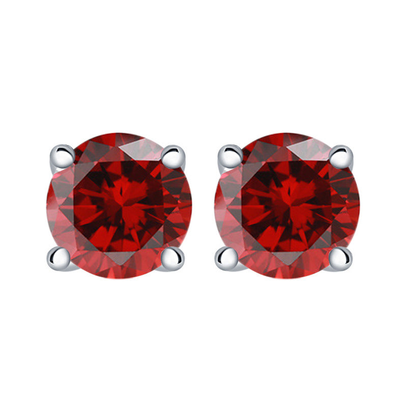 Colourful Round Zircon Silver Studs Earrings for Women