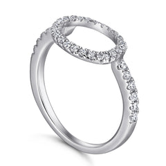 Round Zircon Soleste Halo with Circle Silver Ring Set